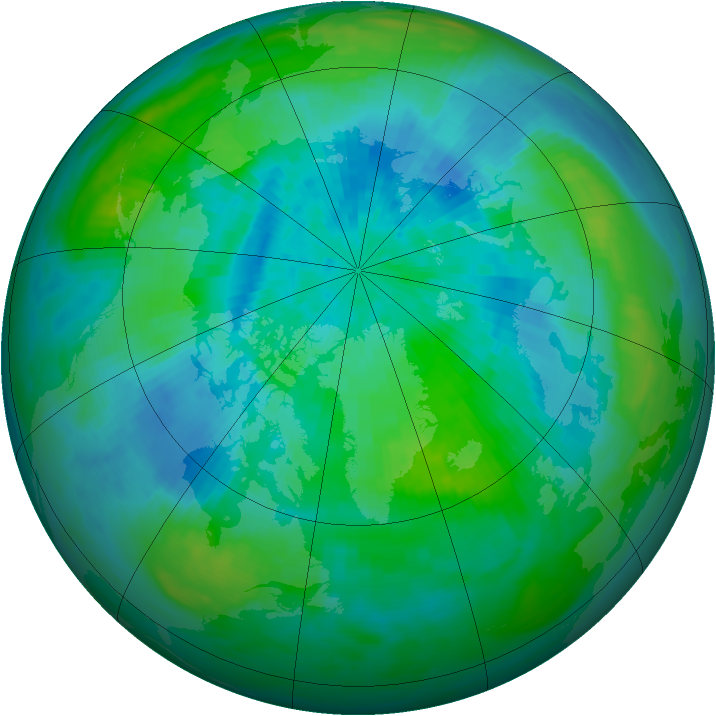 Arctic ozone map for 16 September 1990